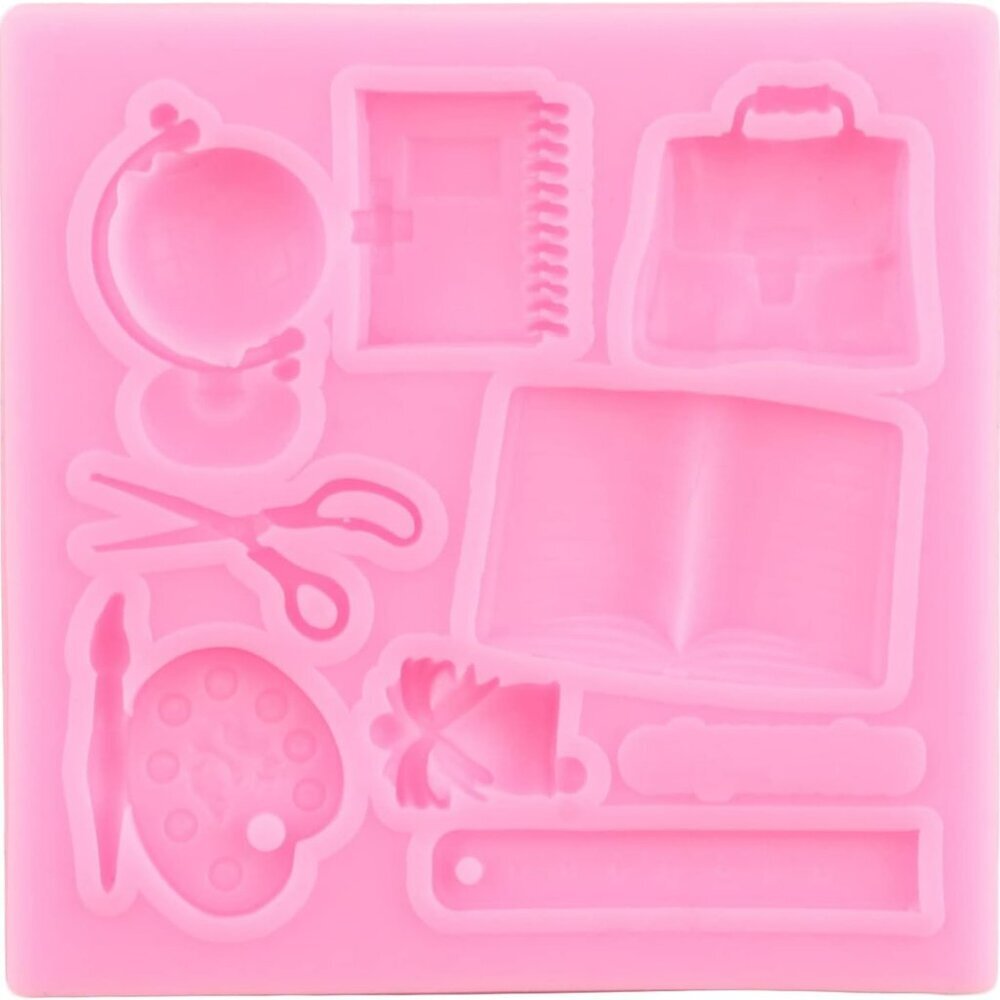 Back to School Silicone Molds Fondant Candy School Bus Book Scissor Drawing Pen - Picture 7 of 9